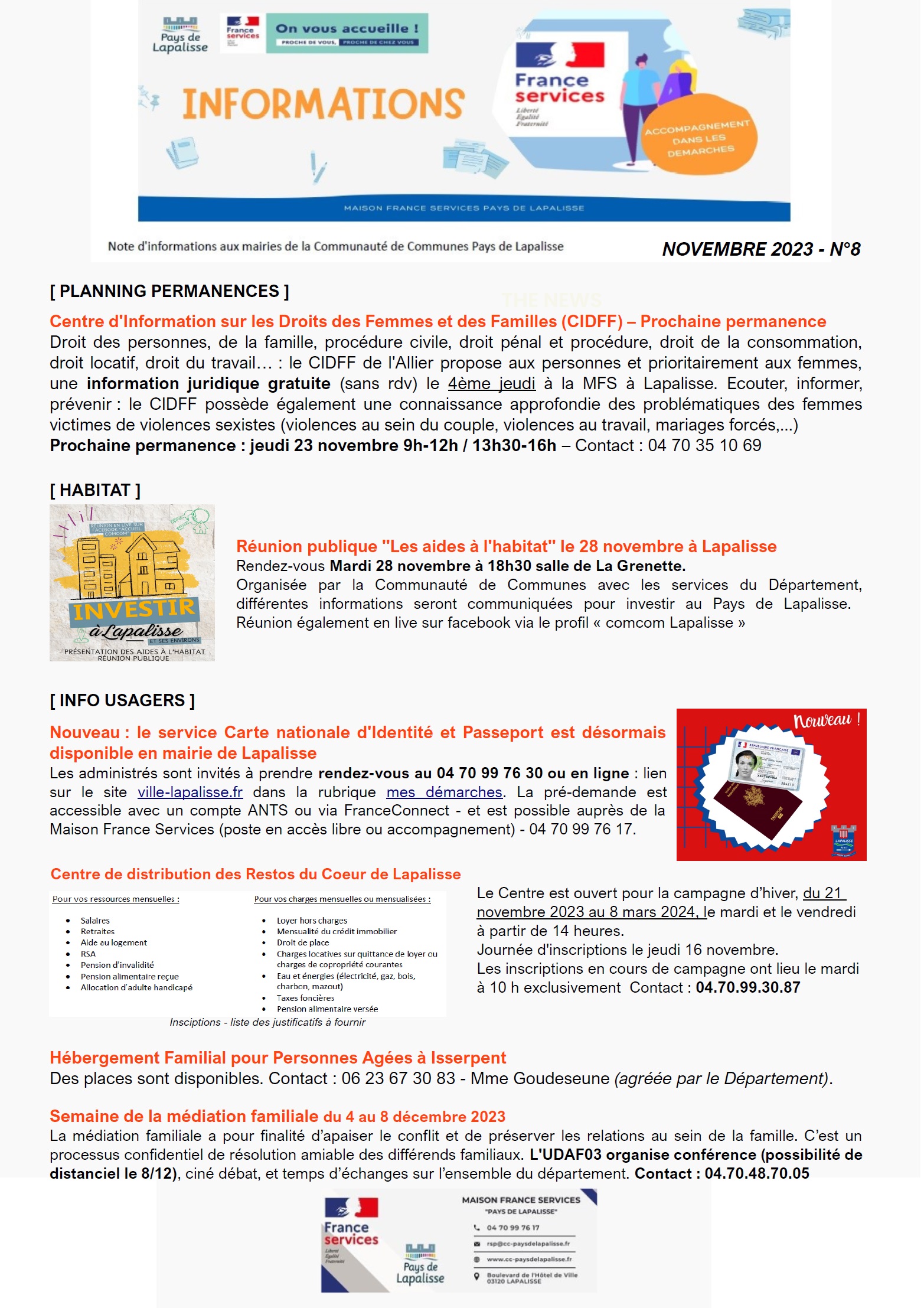 Lettre d'informations 2023 - N°8 Maison France Services Pays de Lapalisse 