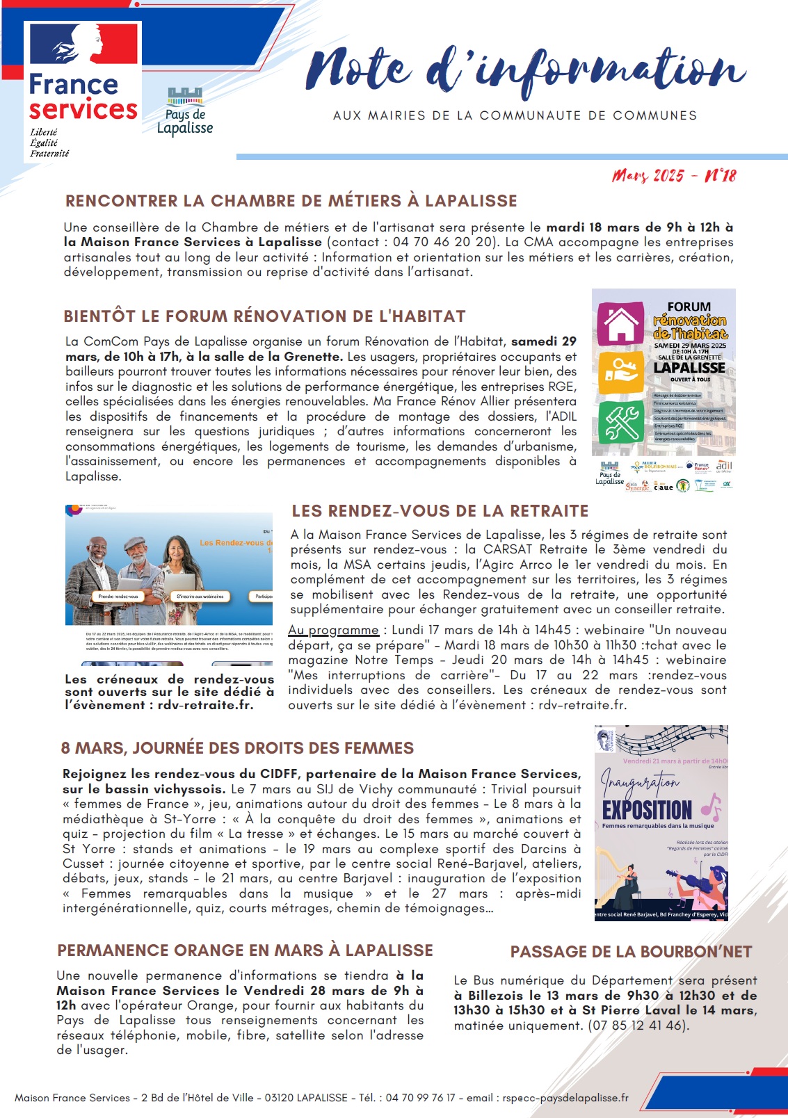 Lettre d'informations 2025 - N°18 Maison France Services Pays de Lapalisse